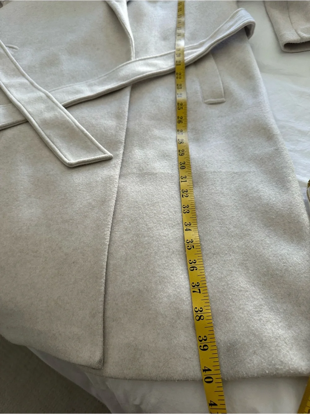 Zara Cream Hooded Wrap Coat with Self-Tie Belt, size medium - Picture 10 of 17
